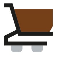 Ikon af indkøbsvogn med brunt rum